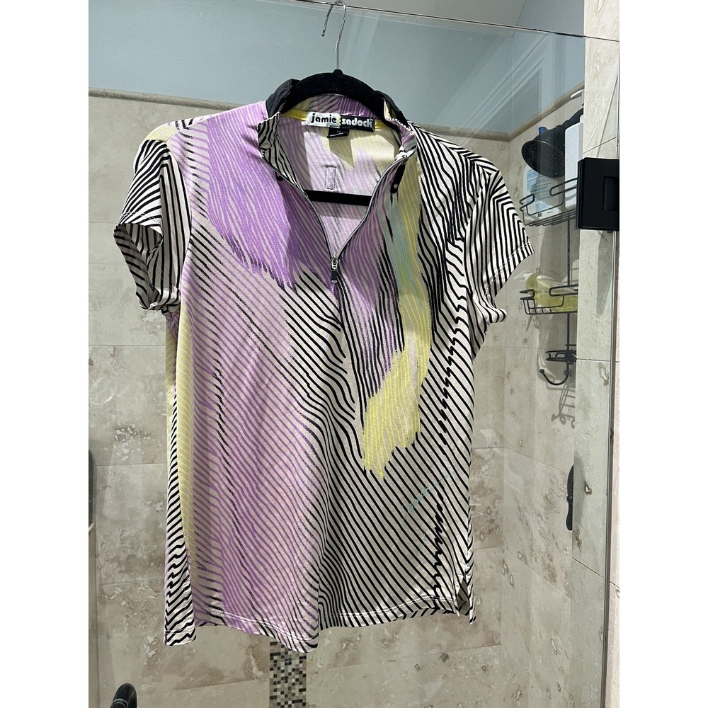Jamie Sadock 1/4 Zip Golf Shirt Pink Short Sleeve Stretchy Performance Top XS